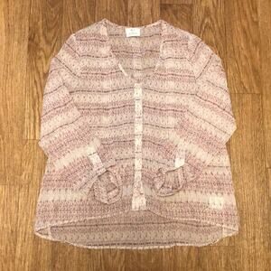 Urban Outfitters Pins & Needles Cream and Red Sheer Blouse Size Small